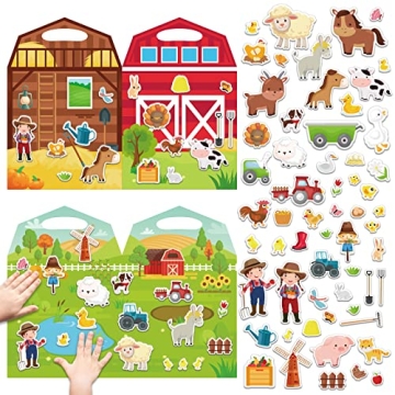 3D Farm Animals Puffy Sticker Play Set Kids 24 Christmas Toys Gifts Sticker Book Window Clings Decal...