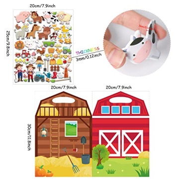 3D Farm Animals Puffy Stickers for Creative Play