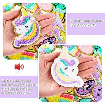 28 Vibrant Chenille Iron-On Patches for Creative Fashion