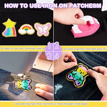 28 Vibrant Chenille Iron-On Patches for Creative Fashion