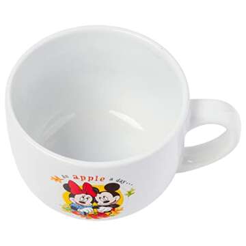 Silver Buffalo Mickey and Minnie Apple a Day Ceramic Soup Mug w Vented Plastic Lid, 24 Ounces