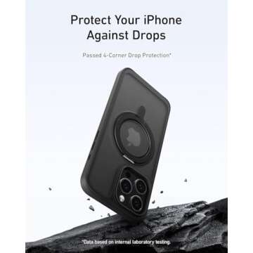 Anker Ultra Magnetic for iPhone 15 Pro Case with Sturdy 360° Ring Stand, Military-Grade Shockproof iPhone 15 Pro Kickstand Compatible with MagSafe(Black)