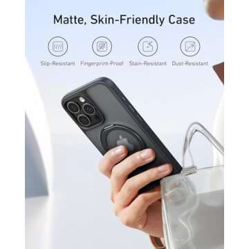 Anker Ultra Magnetic for iPhone 15 Pro Case with Sturdy 360° Ring Stand, Military-Grade Shockproof iPhone 15 Pro Kickstand Compatible with MagSafe(Black)
