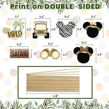 Mouse Safari Centerpiece Sticks- Let's Go Wild Jungle Animal Birthday Party Baby Shower Table Toppers for Kids（28PCS）