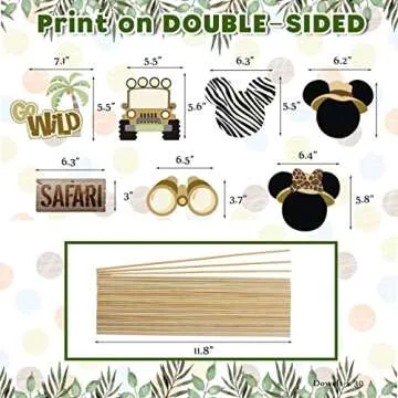 Mouse Safari Centerpiece Sticks- Let's Go Wild Jungle Animal Birthday Party Baby Shower Table Toppers for Kids（28PCS）