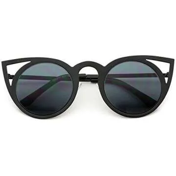 Womens Cateye Retro Fashion Retro Round Lens Cat Eye Sunglasses