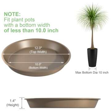 QDBNW Plant Saucers 12 inch of 3 Pack Brown Heavy Duty Plastic Large Plant Drip Trays for Pot Indoor Outdoor Plant Water Catcher Trays