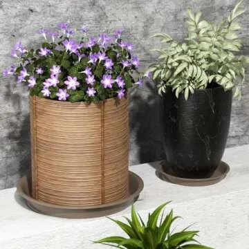 QDBNW Plant Saucers 12 inch of 3 Pack Brown Heavy Duty Plastic Large Plant Drip Trays for Pot Indoor Outdoor Plant Water Catcher Trays