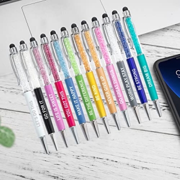 Motivational Crystal Stylus Pens - 12 Pack for Employees