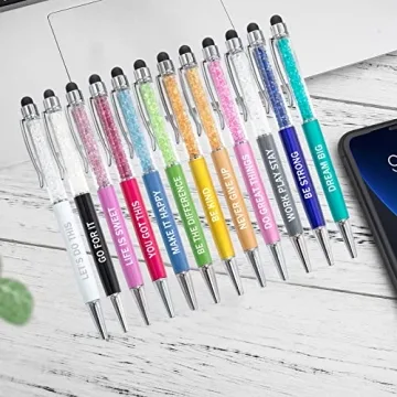 Motivational Crystal Stylus Pens - 12 Pack for Employees