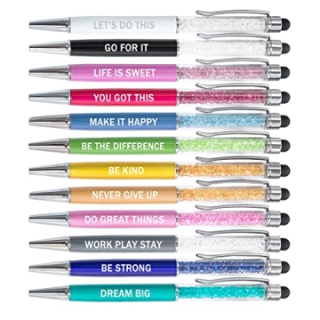 Motivational Crystal Stylus Pens - 12 Pack for Employees