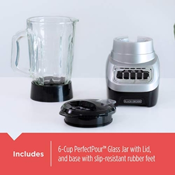 BLACK+DECKER PowerCrush Blender 6-Cup Glass Jar