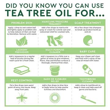 Desert Essence 100% Australian Tea Tree Oil Therapeutic Grade Essential Oil - Skin Cleansing, Clarifying, Soothing - Refreshing Air - Skin Care, Hair Care, Powerful Green Clean - Vegan, Non-GMO - 2oz