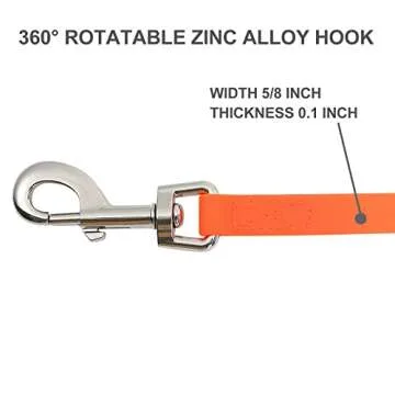 Waterproof Long Leash Durable Dog Recall Training Lead Great for Outdoor Hiking, Training, Yard, Beach and Swimming (Orange, 30ft)