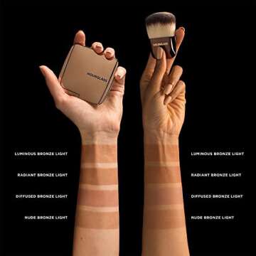 Hourglass Ambient Lighting Bronzer in Luminous Bronze Light. Highlighting Bronzer for a Natural Sun-Kissed Glow. Vegan and Cruelty-Free.