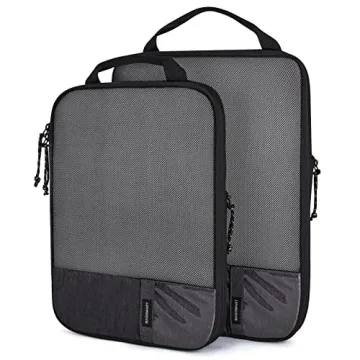 BAGSMART 2 Set Compression Packing Cubes for Streamlined Travel Organization, Lightweight Travel Acc...
