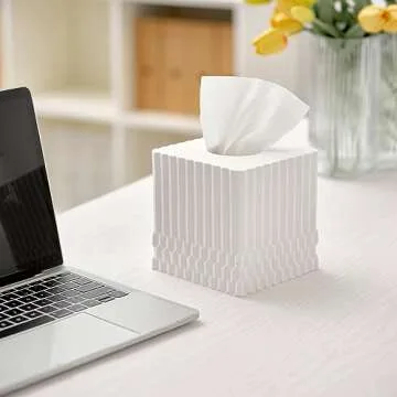 Elegant White Tissue Box Cover for Modern Decor