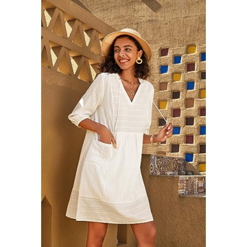 Lafural Womens V Neck Casual Summer Dresses with Pockets