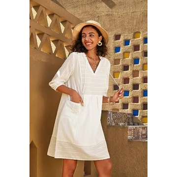Lafural Womens V Neck Casual Summer Dresses with Pockets