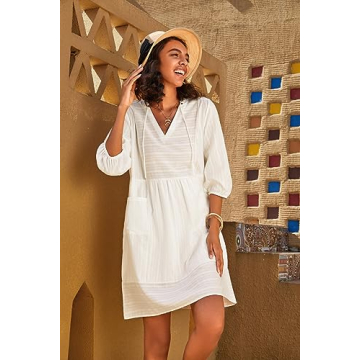 Lafural Womens V Neck Casual Summer Dresses with Pockets