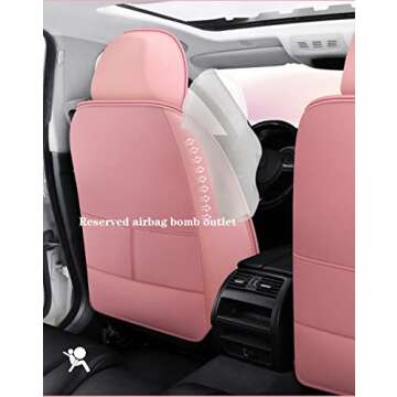 YJZT01 Pink Leathe Car Seat Covers Full Set,Universal Fit for Cars SUVs Pick-up Trucks, Comfortable Automotive Seat Covers,Full Set of 5 Seats (Pink)