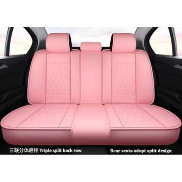 YJZT01 Pink Leathe Car Seat Covers Full Set,Universal Fit for Cars SUVs Pick-up Trucks, Comfortable Automotive Seat Covers,Full Set of 5 Seats (Pink)