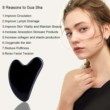 Ditind Gua Sha Facial Tools, Black Obsidian Gua Sha Massage Tool, Natural Jade Guasha Tool for Face ...