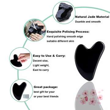 Ditind Gua Sha Facial Tools, Black Obsidian Gua Sha Massage Tool, Natural Jade Guasha Tool for Face and Body Skin Massage. Gua Sha Set for SPA Acupuncture Therapy, Trigger Point Treatment.