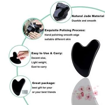 Ditind Gua Sha Facial Tools, Black Obsidian Gua Sha Massage Tool, Natural Jade Guasha Tool for Face and Body Skin Massage. Gua Sha Set for SPA Acupuncture Therapy, Trigger Point Treatment.