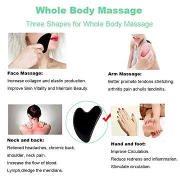 Ditind Gua Sha Facial Tools, Black Obsidian Gua Sha Massage Tool, Natural Jade Guasha Tool for Face and Body Skin Massage. Gua Sha Set for SPA Acupuncture Therapy, Trigger Point Treatment.