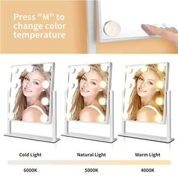 MiroFan Vanity Mirror with Lights Hollywood Mirror Lighted Makeup Mirror with Dimmable&3 Color Modes Lights, 9 LED Bulbles with Detachable 10X Magnification Mirror Lighted Makeup Mirror