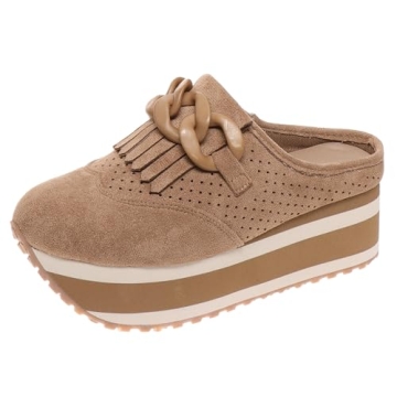 Pierre Dumas Paloma-3 Women's Platform Fashion Mule Sneakers for Women (Taupe, 6)