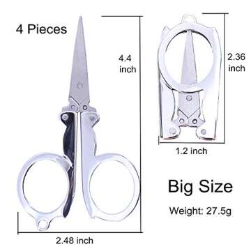 Foldable Small Scissors,Portable Mini Travel Scissor,Big Size Stainless Steel Folding Scissors with ...