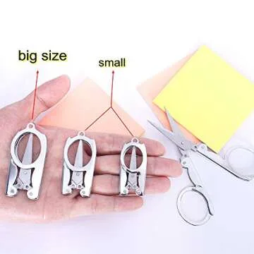 Foldable Small Scissors,Portable Mini Travel Scissor,Big Size Stainless Steel Folding Scissors with Keychain Pointy Small Sewing Fold Up Scissors Craft Camping 4 pack