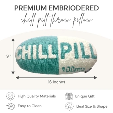 The Chill Pill Pillow | Room Decor Aesthetic TikTok Pillow | Perfect Chill Pillow and Preppy Pillows for Bed | Funky Throw Pillows | Cute Trendy Throw Pillows for Gifts