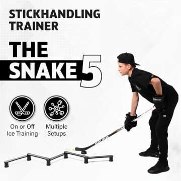 ACE HOCKEY Lightweight Stickhandling Training Aid - Snake 5, Equipment for Puck Control, Street Hock...