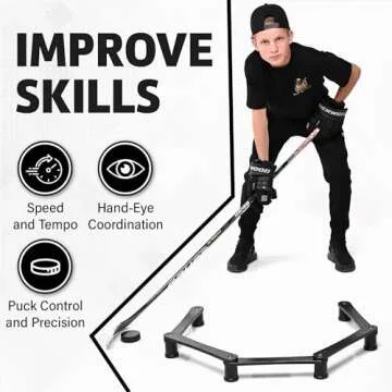 ACE HOCKEY Lightweight Stickhandling Training Aid - Snake 5, Equipment for Puck Control, Street Hockey Training, Reaction Time and Coordination, Durable, Portable and Adjustable