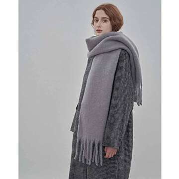 OUNIYA (Premium) Large Chunky Scarf Colorful Cashmere Feel Oversized Scarves Blanket Soft Big Wool T...
