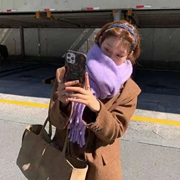 OUNIYA (Premium) Large Chunky Scarf Colorful Cashmere Feel Oversized Scarves Blanket Soft Big Wool Thick Winter Warm Women (grey)