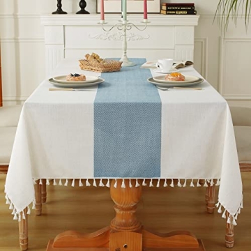 Laolitou Rustic Farmhouse Tablecloth - Cotton Linen, 55x55 Inch
