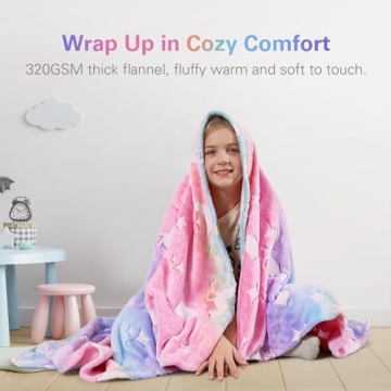 iBune Glow in The Dark Blanket for Kids - Soft & Fluffy