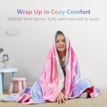 iBune Glow in The Dark Blanket for Kids - Soft & Fluffy