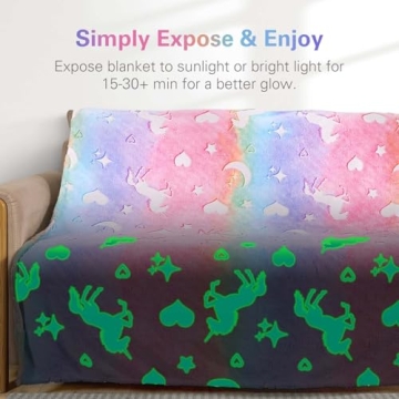 iBune Glow in The Dark Blanket for Kids - Soft & Fluffy