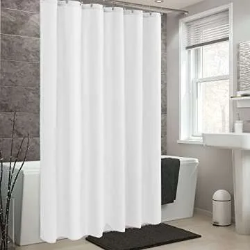 ALYVIA SPRING Long Fabric Shower Curtain Liner Waterproof - 72" x 76", Soft & Lightweight Long Shower Curtain with Magnets, Machine Washable - 72x76, White
