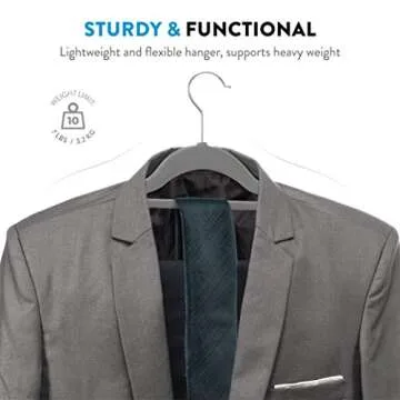 Zober Velvet Hangers 20 Pack - Clothes Hanger W/Tie Bar - Non-Slip, Swivel Hook, Slim Felt Hangers - Suits, Clothes, Pants, Coat Hanger - Gray