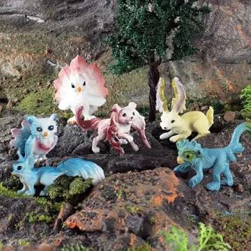 Liberty Imports 12 Pack Fantasy Creatures Figurines Set - Cute Plastic Fairy Animals & Mythical Toy Figures, Mini Unicorn Cake Toppers, Party Favors, Imaginative Play for Girls, Kids