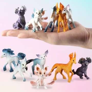 Liberty Imports 12 Pack Fantasy Creatures Figurines Set - Cute Plastic Fairy Animals & Mythical Toy Figures, Mini Unicorn Cake Toppers, Party Favors, Imaginative Play for Girls, Kids