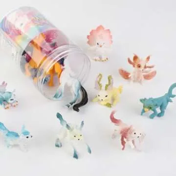 Liberty Imports 12 Pack Fantasy Creatures Figurines Set - Cute Plastic Fairy Animals & Mythical Toy Figures, Mini Unicorn Cake Toppers, Party Favors, Imaginative Play for Girls, Kids