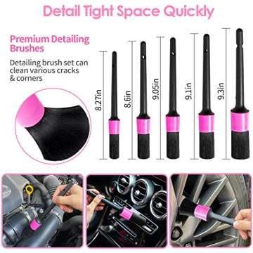 vioview Pink Car Cleaning Kit, Car Detailing Kit Interior Cleaner with Windshield Cleaning Tool, Det...