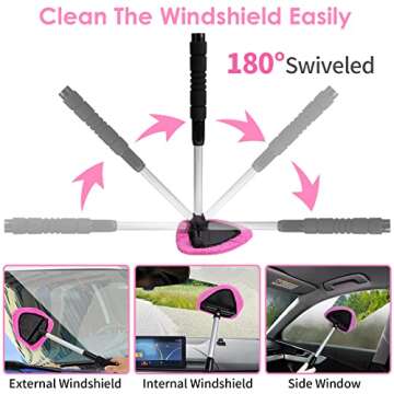 vioview Pink Car Cleaning Kit, Car Detailing Kit Interior Cleaner with Windshield Cleaning Tool, Detailing Brush Set, Cleaning Gel, Car Cleaning Supplies for Windows, Dashboard, Air Vents